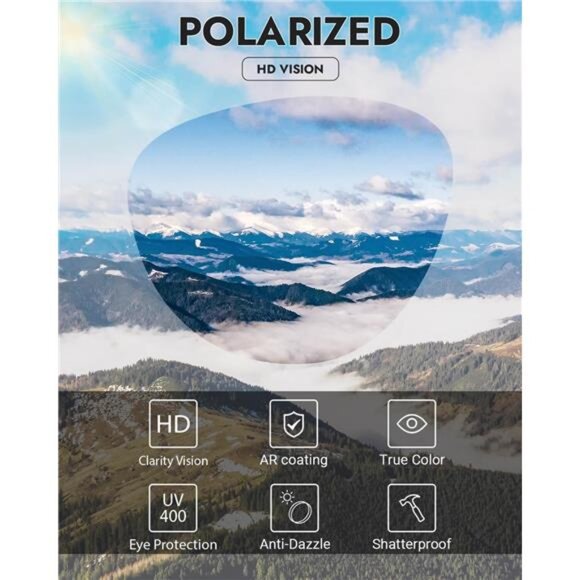 Polarized Fit Over Glasses Sunglasses for Women, Square Wrap Around main image 4